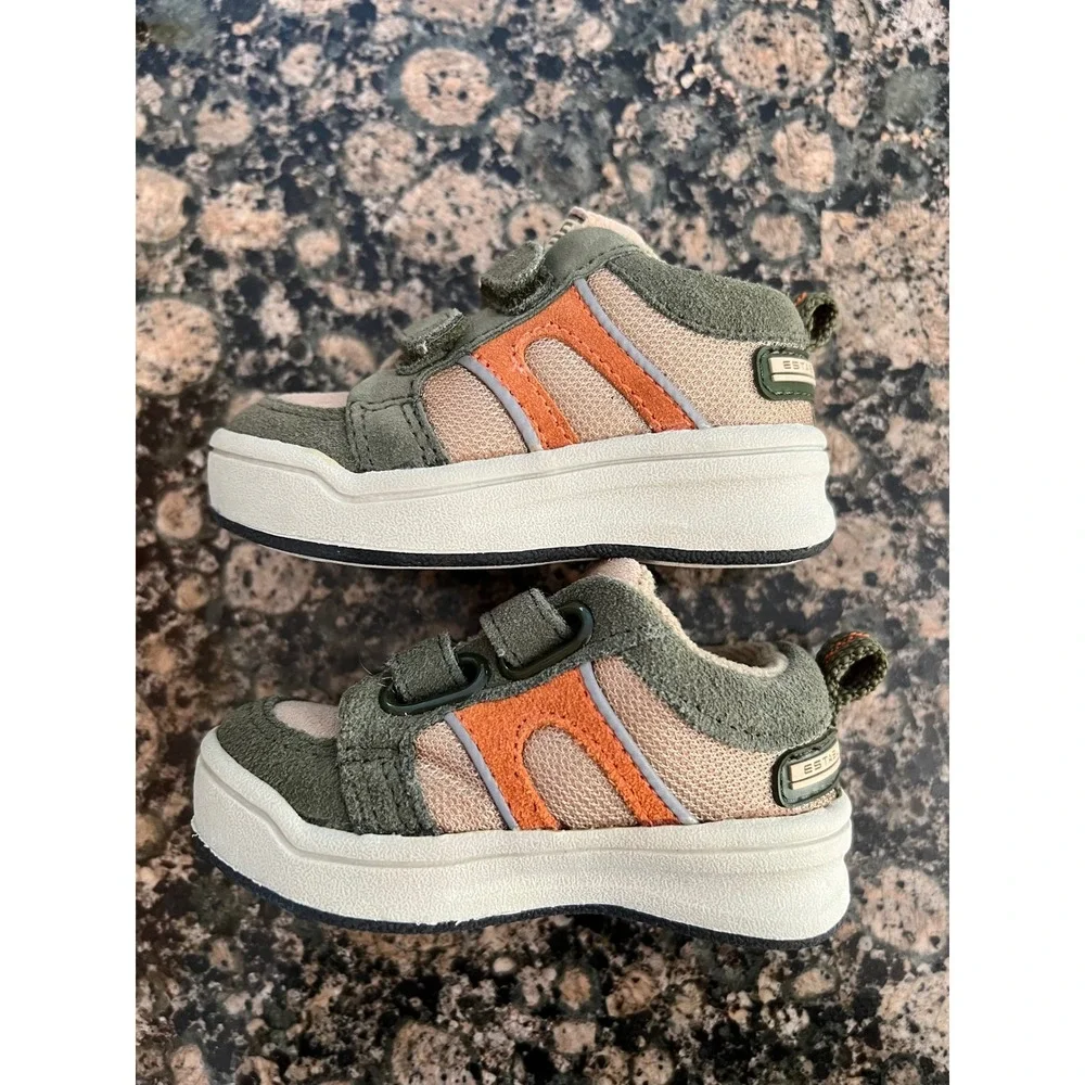 The Childrens Place Toddler Sneakers Olive Green Orange Straps Established 89